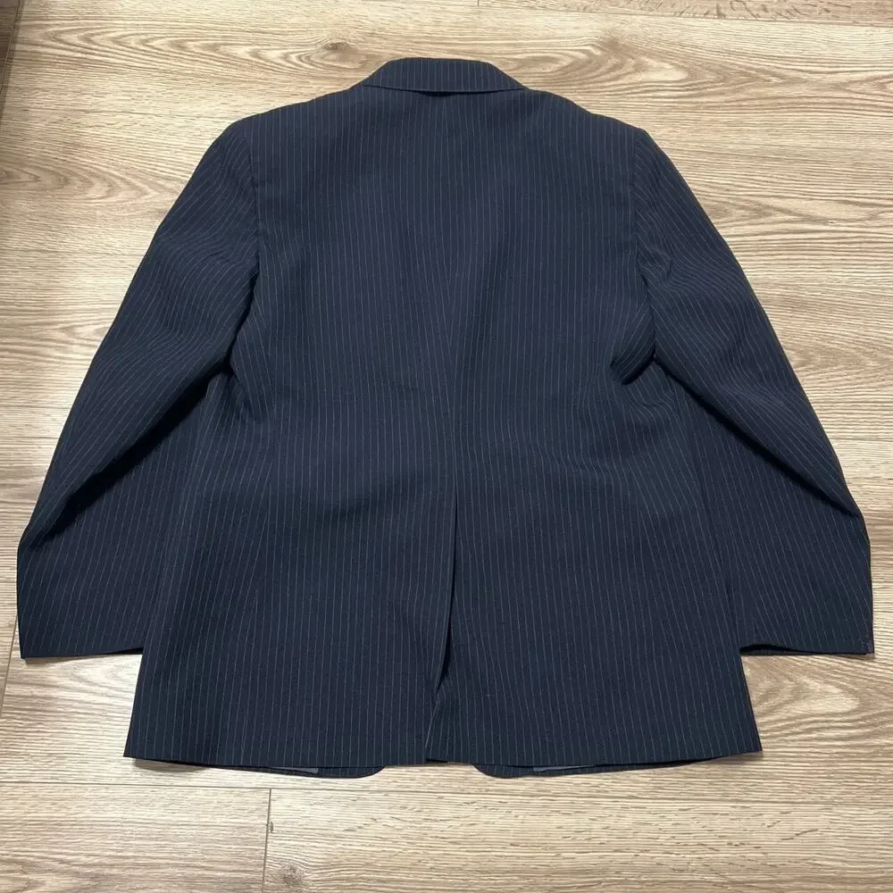 VINTAGE Levi Men’s Black Pinstripe Jacket Blazer Action Suit Size 46R (A17)